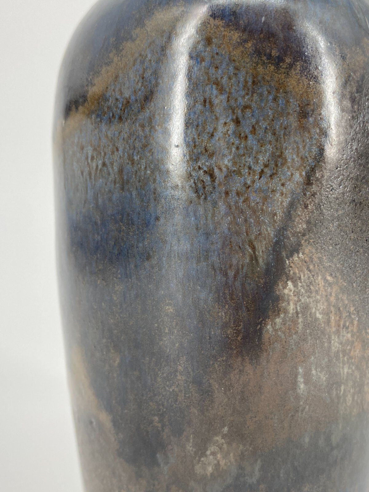 * STUDIOKERAMIK VASE GRAU BLAU BRAUN METALLIC "R" 16,5CM