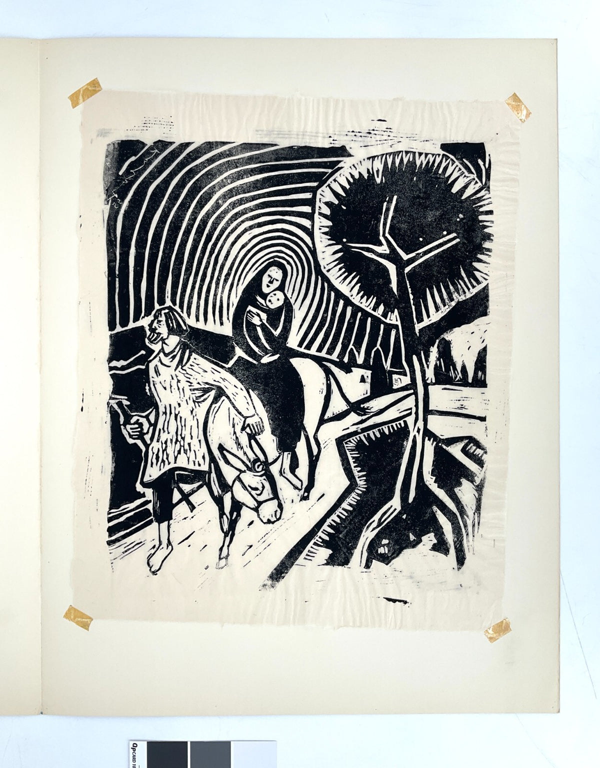 *LINOLSCHNITT WALTER KALOT FLUCHT NACH ÄGYPTEN 1955 EXPRESSIONISMUS BIBEL ORIGIN