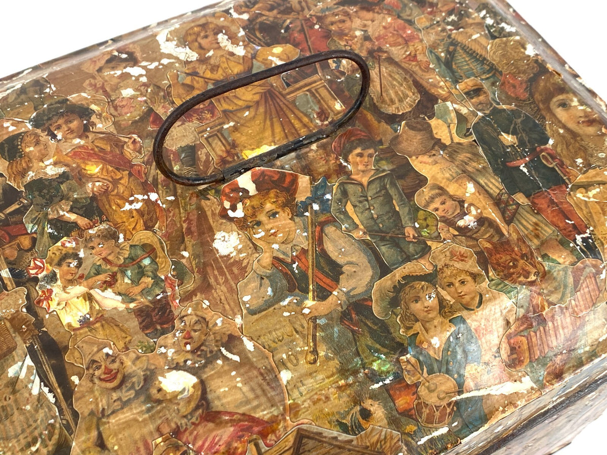 *METALL KISTE BOX BLECH ANTIK VINTAGE GROSS AUFBEWAHRUNG DECOUPAGE COLLAGE