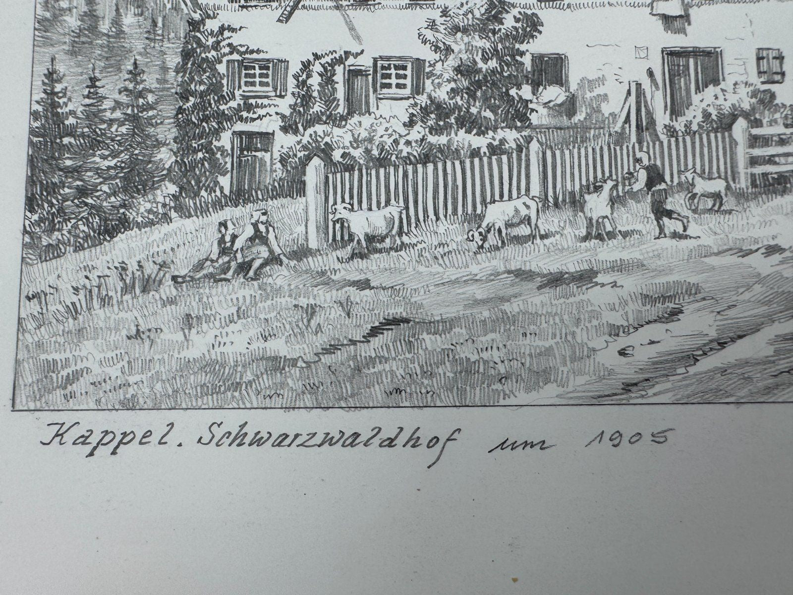 * HEINZ WEHLISCH ZEICHNUNG KAPPEL SCHWARZWALDHOF 1905 ANSICHT SIGNIERT