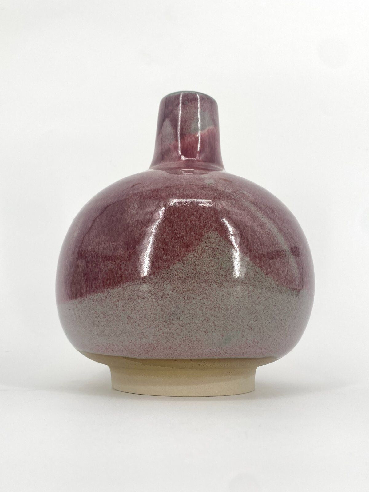 * STUDIOKERAMIK BAUCHIGE VASE WEINROT MINT VINTAGE 17,5CM MIDCENTURY