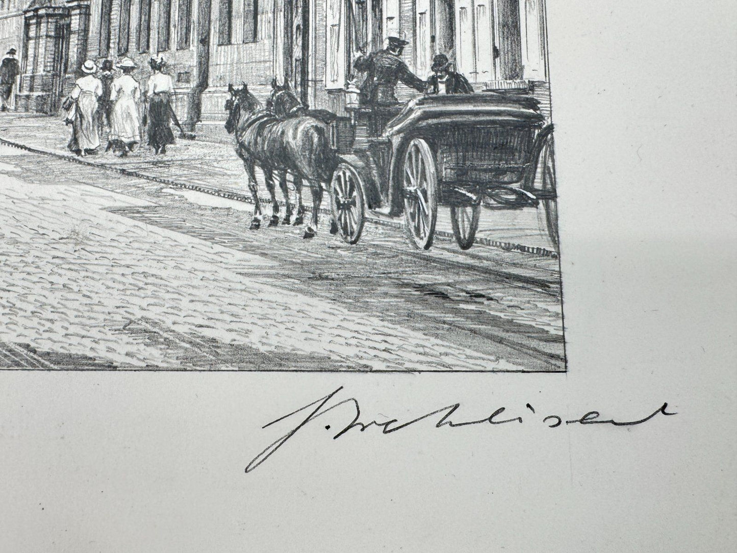 * HEINZ WEHLISCH ZEICHNUNG PFORZHEIM BAHNHOFSTRAßE 1905 ANSICHT SIGNIERT