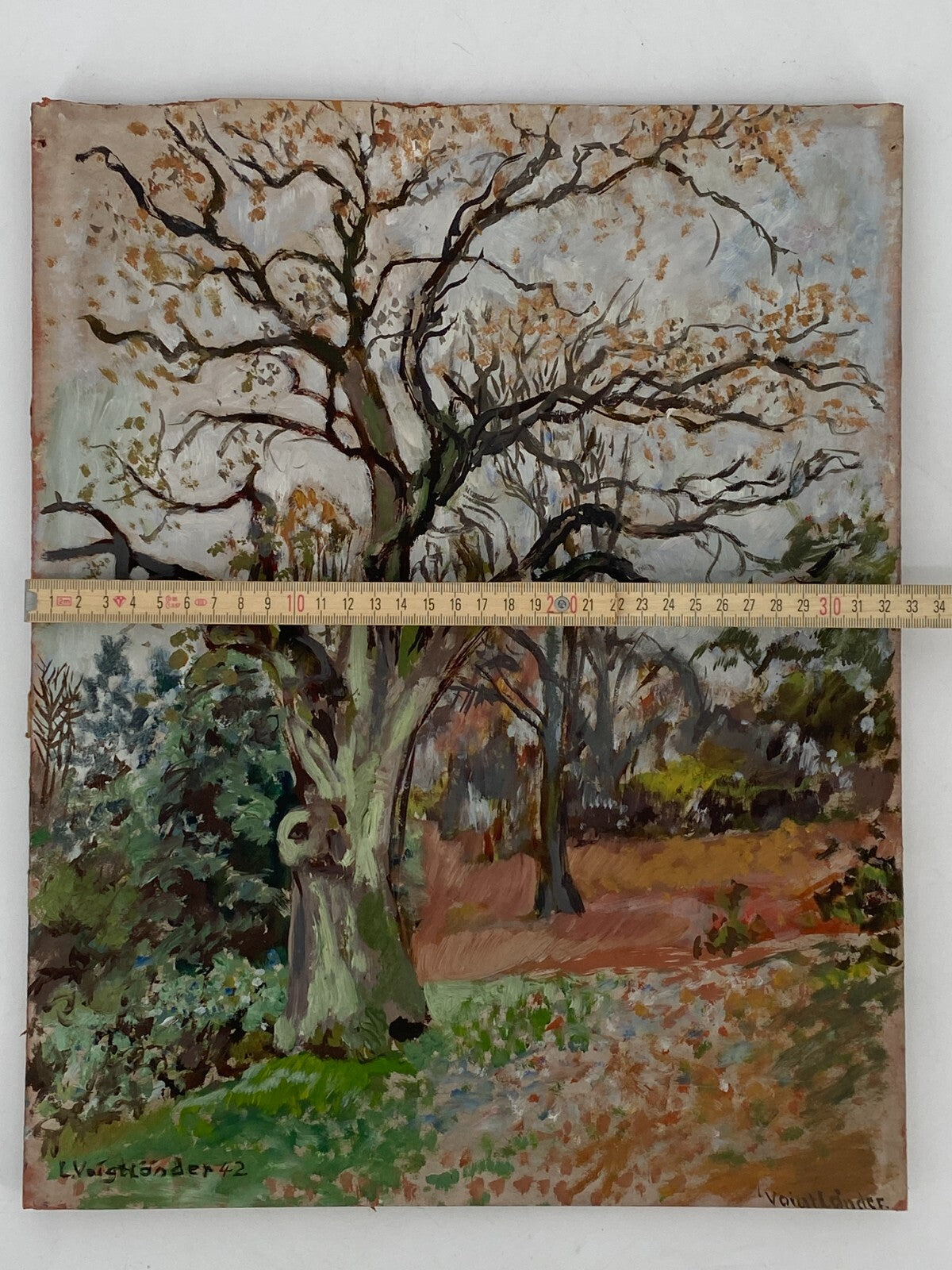 *ÖLGEMÄLDE SONNENSCHEIN IM HERBST VOIGTLÄNDER 1942 IMPRESSIONISMUS BAUM UNIKAT