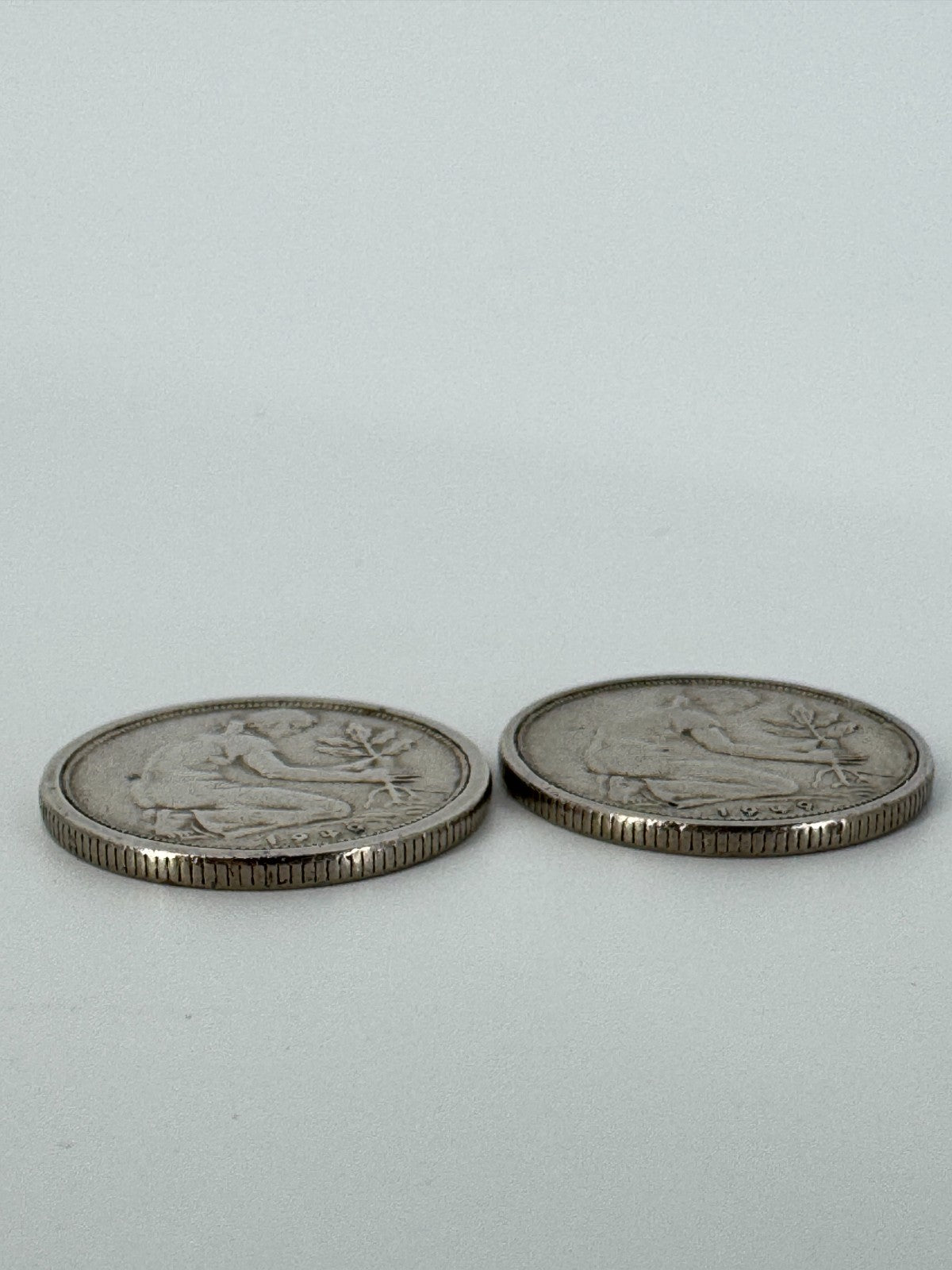 2x 50 PFENNIG MÜNZEN BANK DEUTSCHER LÄNDER SELTEN PRÄGESTÄTTE  D G 1949