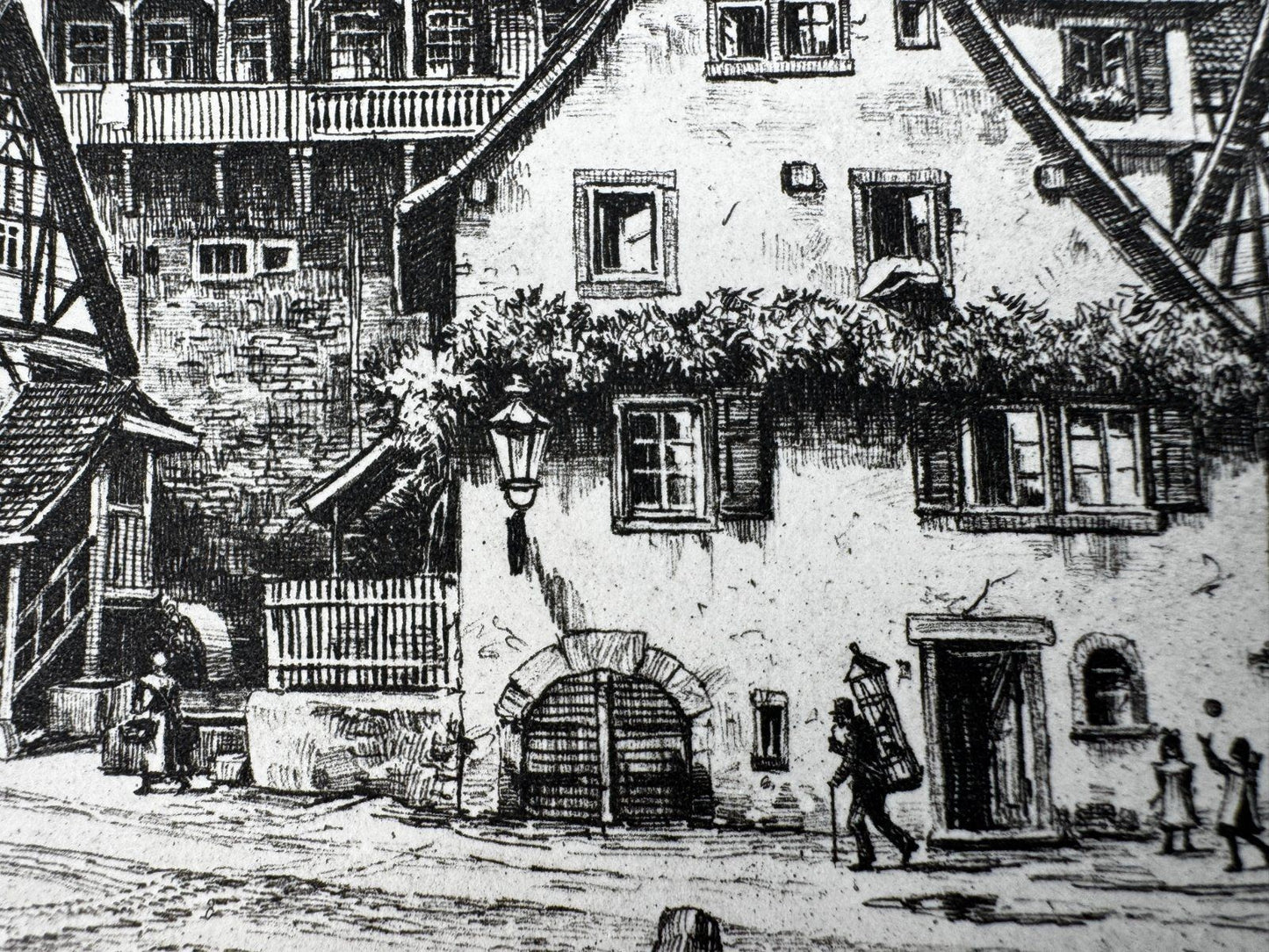 * HEINZ WEHLISCH RADIERUNG WEINHEIM GERBERVIERTEL UM 1900 ANSICH
