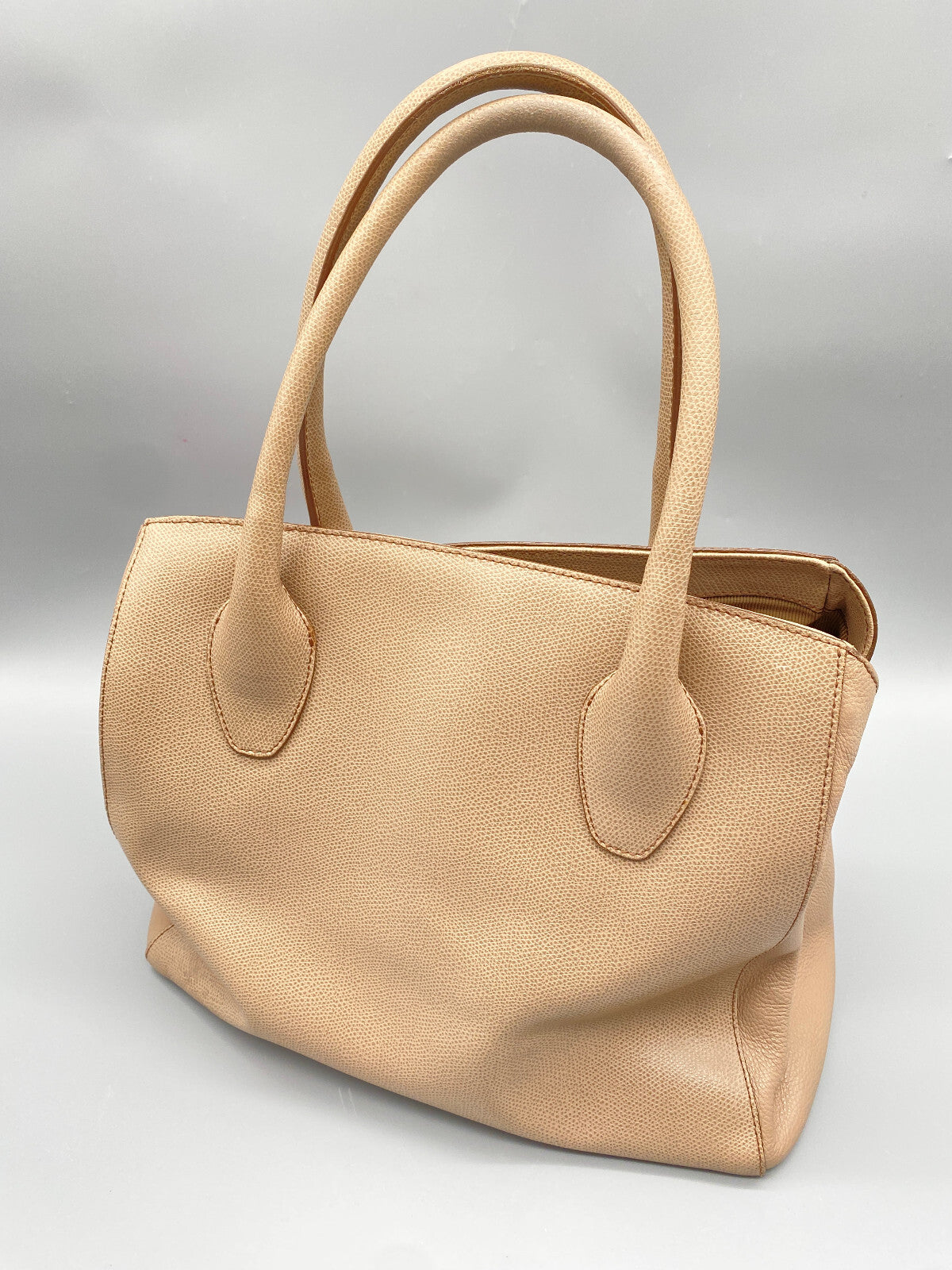 FURLA HANDTASCHE SHOPPER TASCHE BEIGE BRAUN LEDER MADE IN ITALY VINTAGE