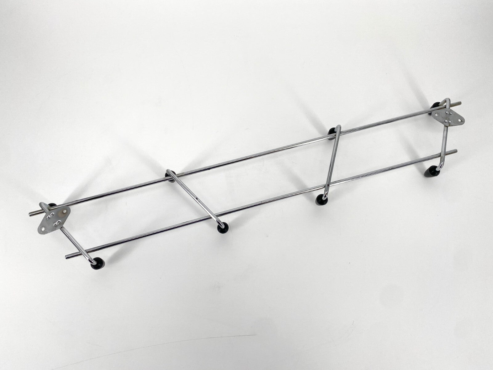 *GARDEROBE HAKENLEISTE 8 HAKEN VERCHROMT SCHWARZ MID CENTURY VINTAGE