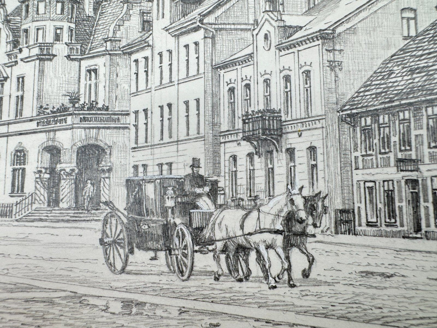 * HEINZ WEHLISCH ZEICHNUNG UELZEN VEERßER STR 1910 ANSICHT SIGNIERT