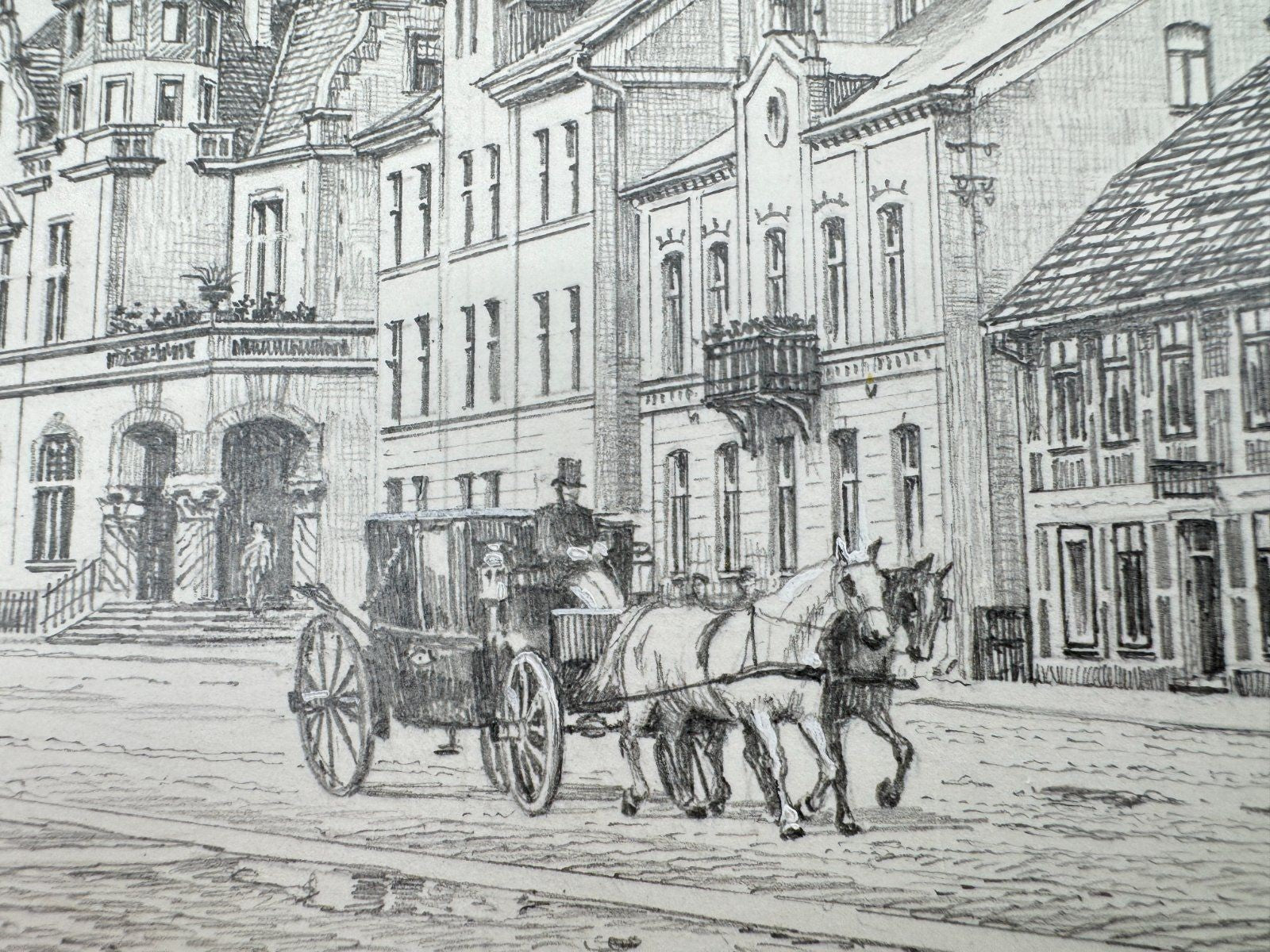 * HEINZ WEHLISCH ZEICHNUNG UELZEN VEERßER STR 1910 ANSICHT SIGNIERT