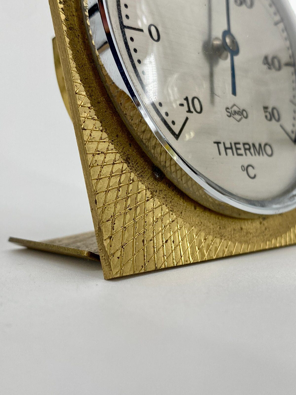 * STEHENDES TISCH THERMOMETER MESSING DEKOR SUNDO VINTAGE
