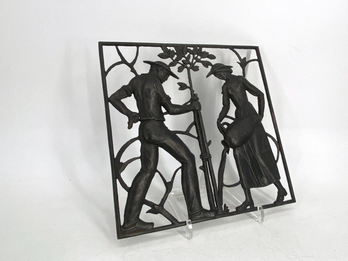 * WANDBILD GUSSEISEN FISCHER WISMAR BAUMPFLANZUNG RELIEF