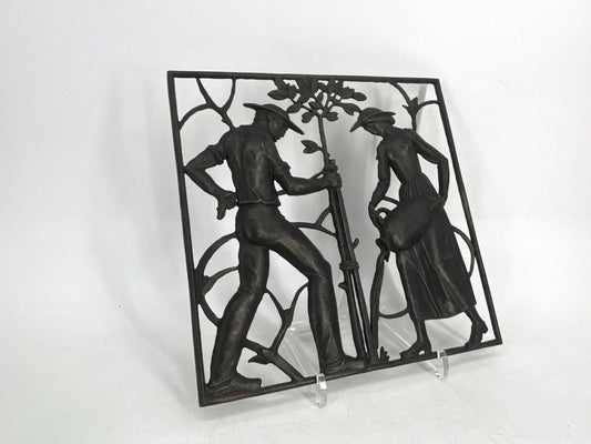 * WANDBILD GUSSEISEN FISCHER WISMAR BAUMPFLANZUNG RELIEF