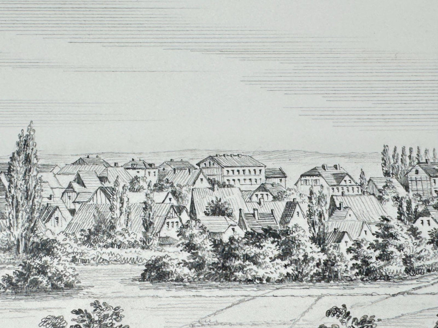 * HEINZ WEHLISCH ZEICHNUNG BOCHUM UM 1780 ANSICHT SIGNIERT