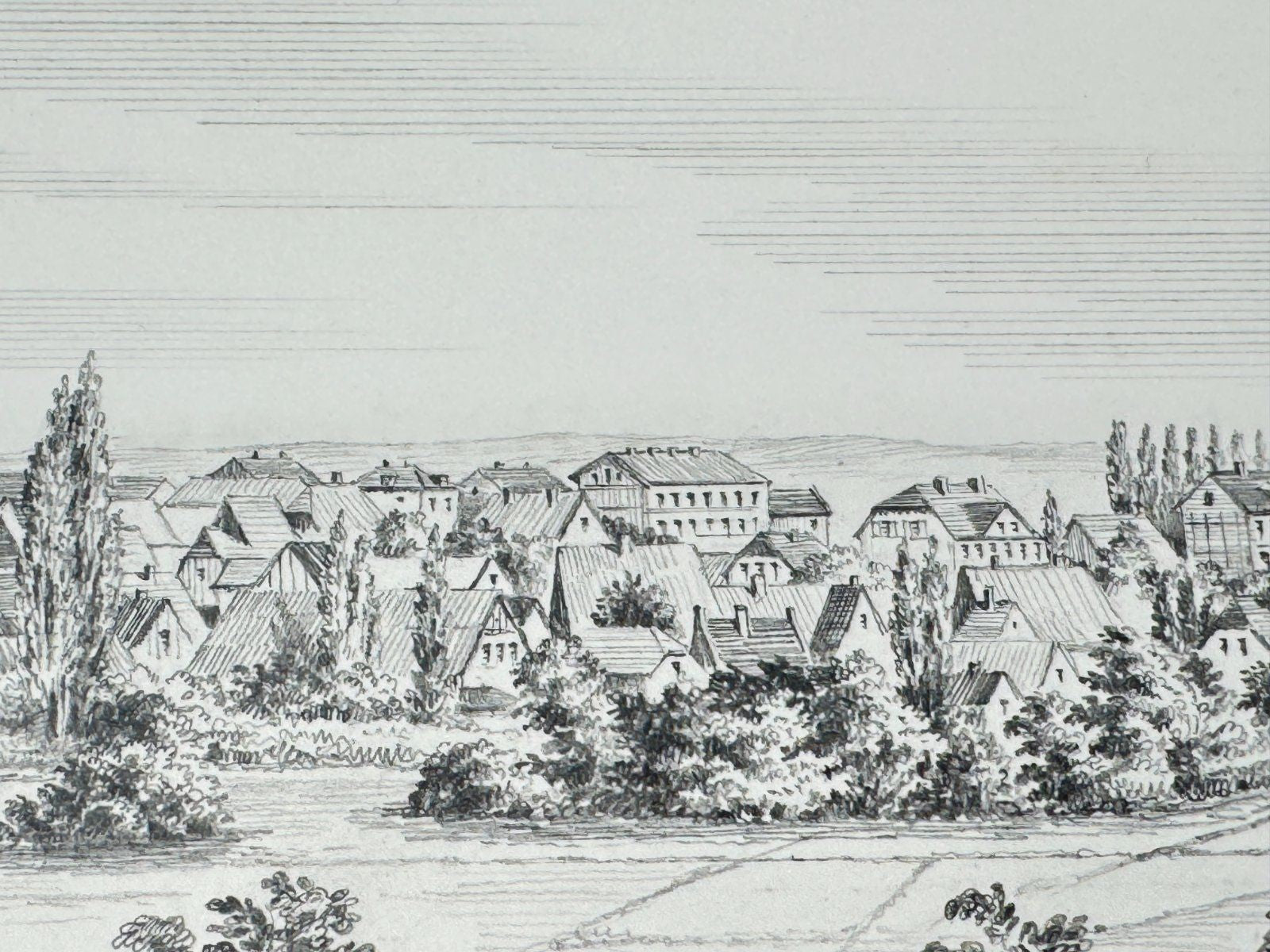 * HEINZ WEHLISCH ZEICHNUNG BOCHUM UM 1780 ANSICHT SIGNIERT