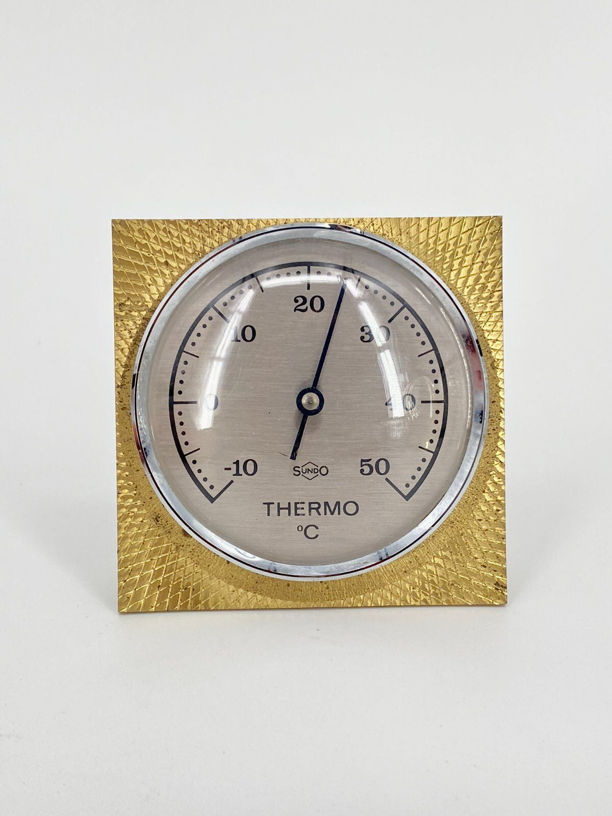 * STEHENDES TISCH THERMOMETER MESSING DEKOR SUNDO VINTAGE