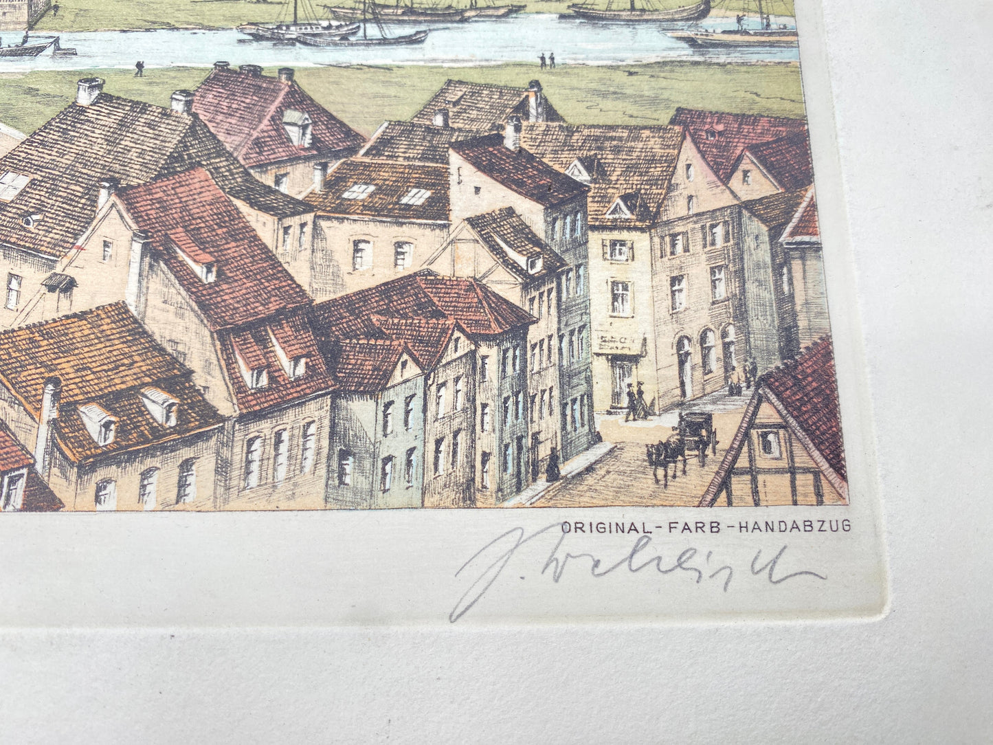 DEUTSCHER KÜNSTLER HEINZ WEHLISCH RADIERUNG SAARBRÜCKEN UM 1860 HANDSIGNIERT