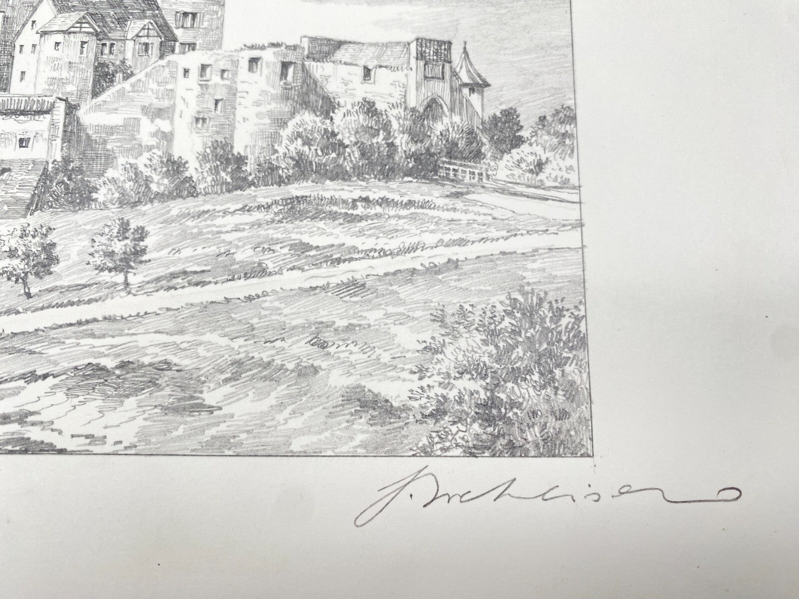 HEINZ WEHLISCH ZEICHNUNG BURG RONNEBURG HANDSIGNIERT