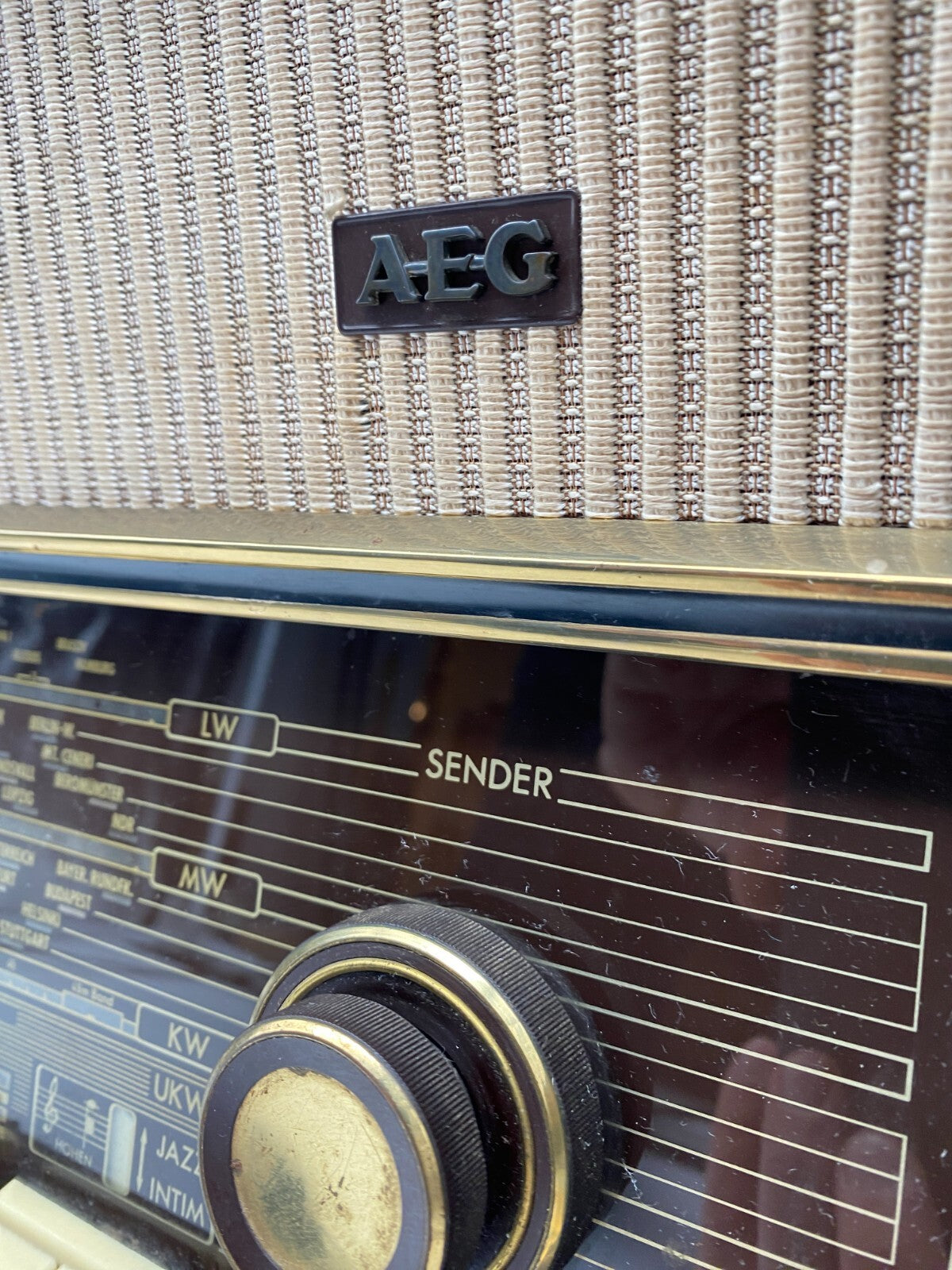 MID CENTURY RÖHRENRADIO AEG 3-D RAUMKLANG SUPER 6067 WD 1957 FERRIT ANTENNE