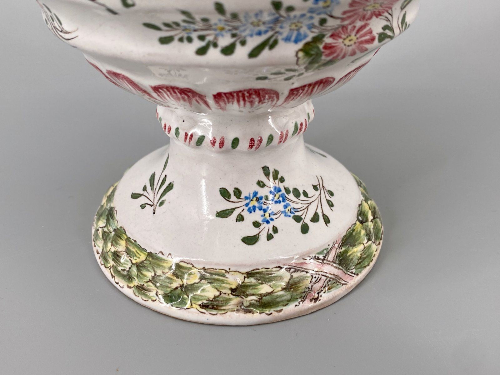 * DECKELVASE ROKOKO FLORAL ROMANTISCHE SZENE KERAMIK ANTIK 