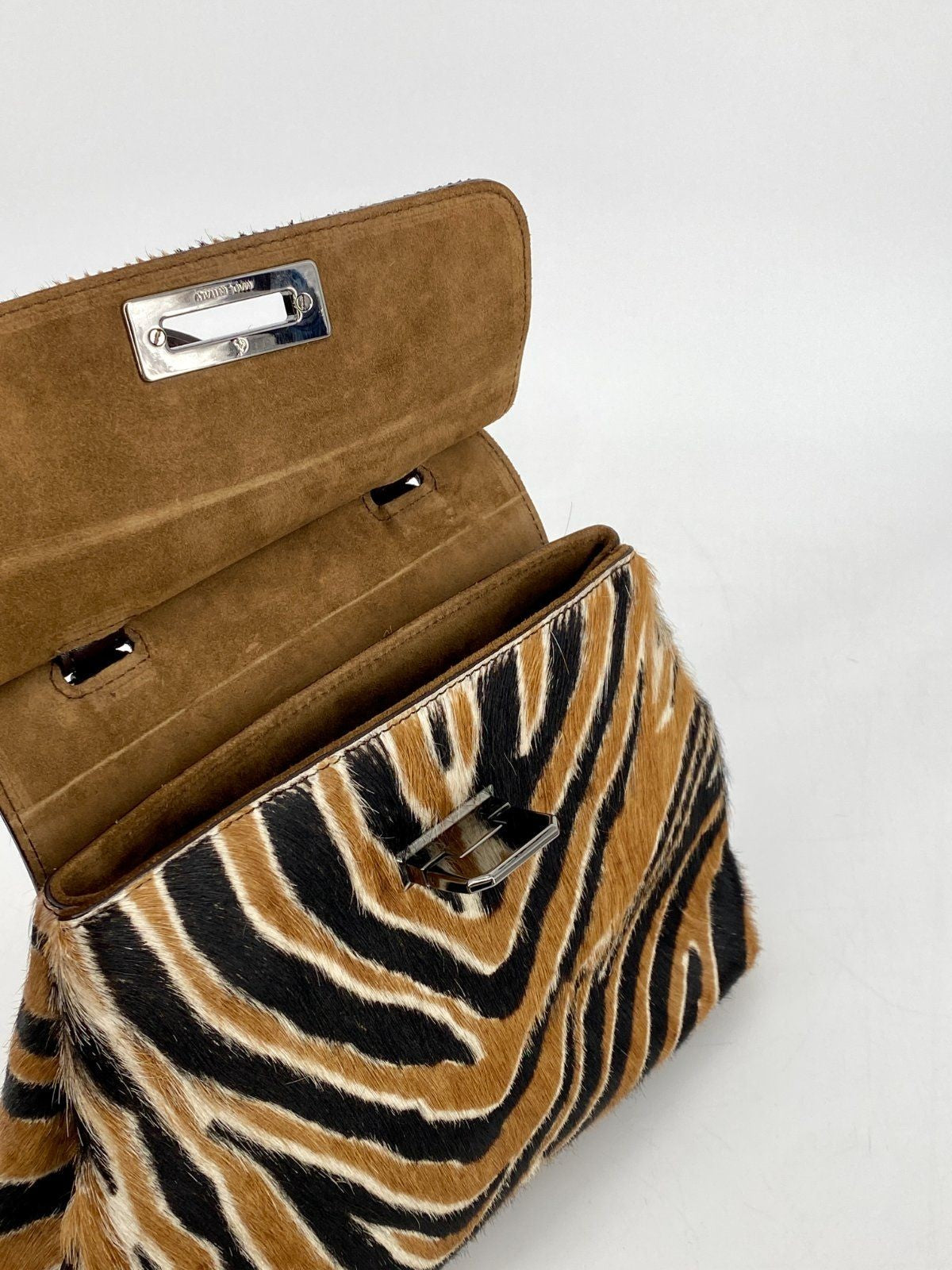 * ROSAMARO HANDGEMACHTE HANDTASCHE ITALIEN LEDER ZEBRA PRINT