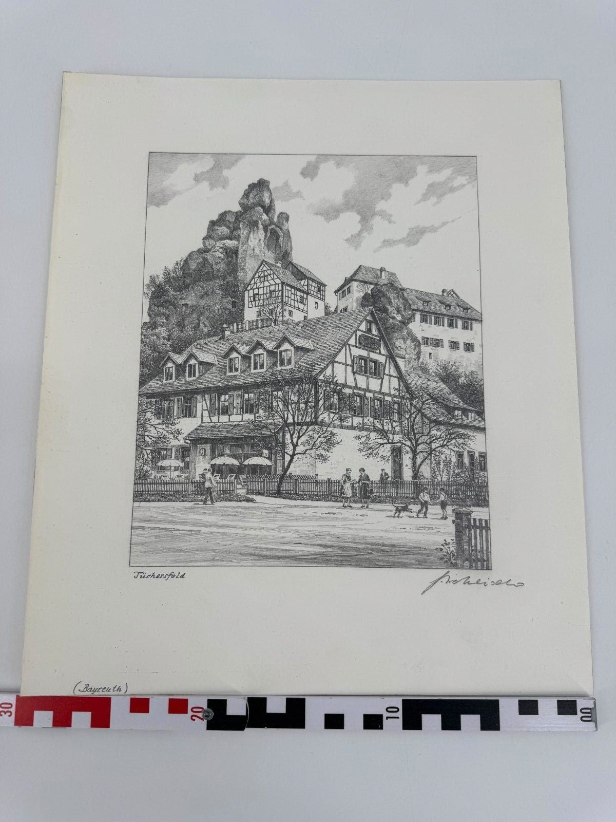 * HEINZ WEHLISCH ZEICHNUNG TÜRCHERSFELD BAYREUTH ANSICHT SIGNIERT