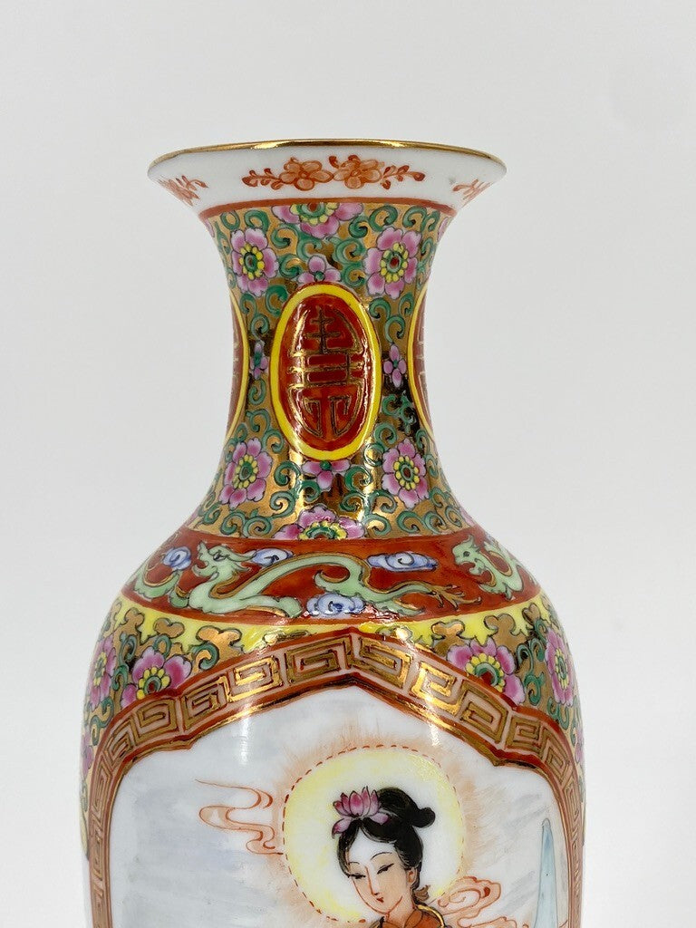 * VASE CHINA PORZELLAN ZHONGGUO ZHI ZAO CHINESISCH HANDBEMALT GOLD