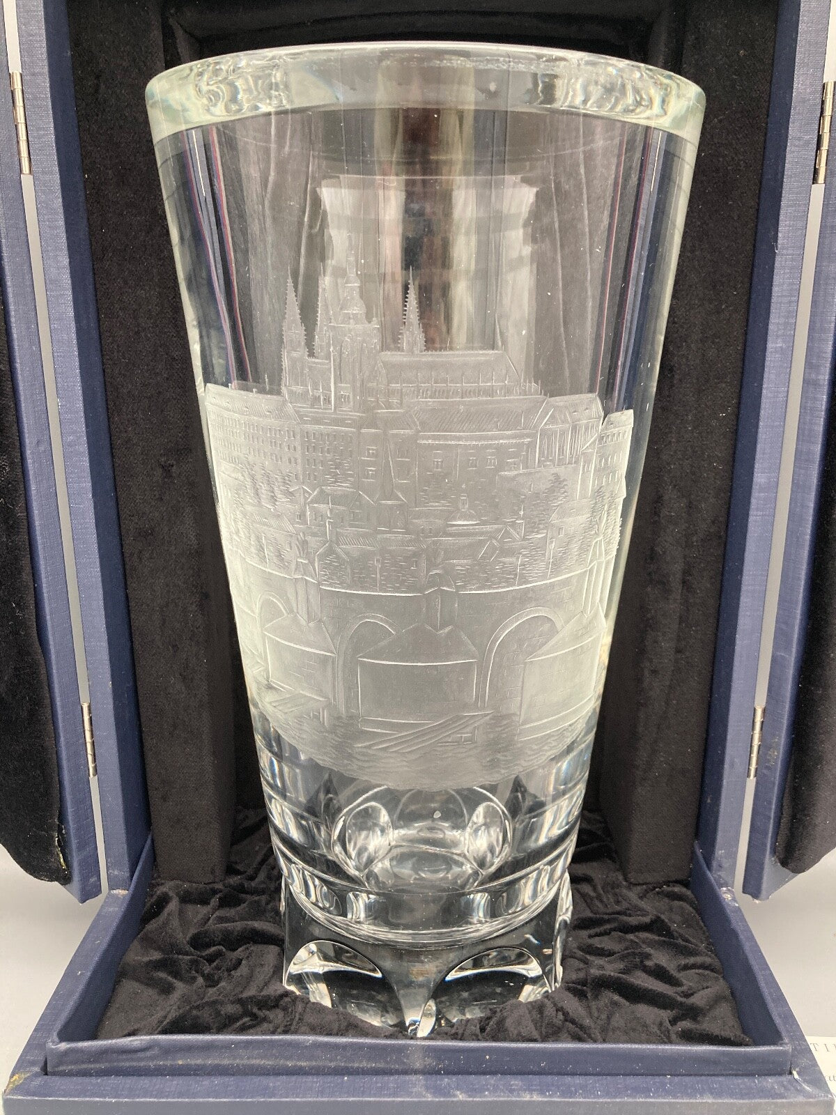 5KG BLEIKRISTALL VASE HANDARBEIT CIMPLOVA BOHEMIA CRYSTAL 1995 ZERTIFIKAT