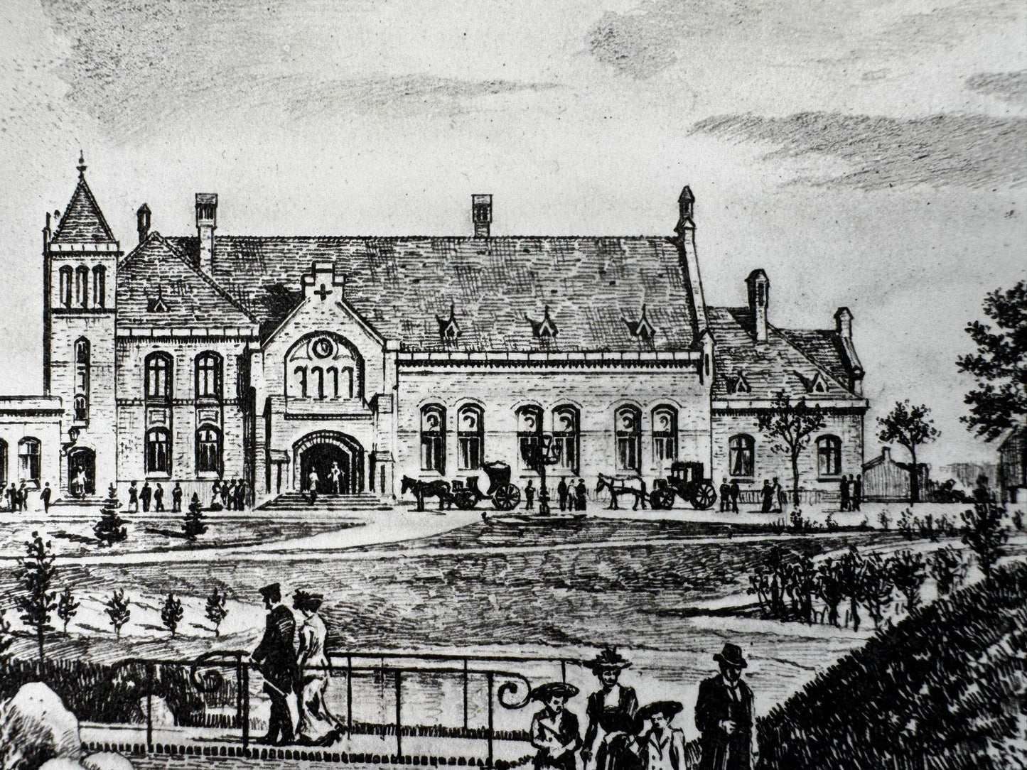 * HEINZ WEHLISCH ORIGINAL RADIERUNG CUXHAVEN BAHNHOF UM 1904 ANS