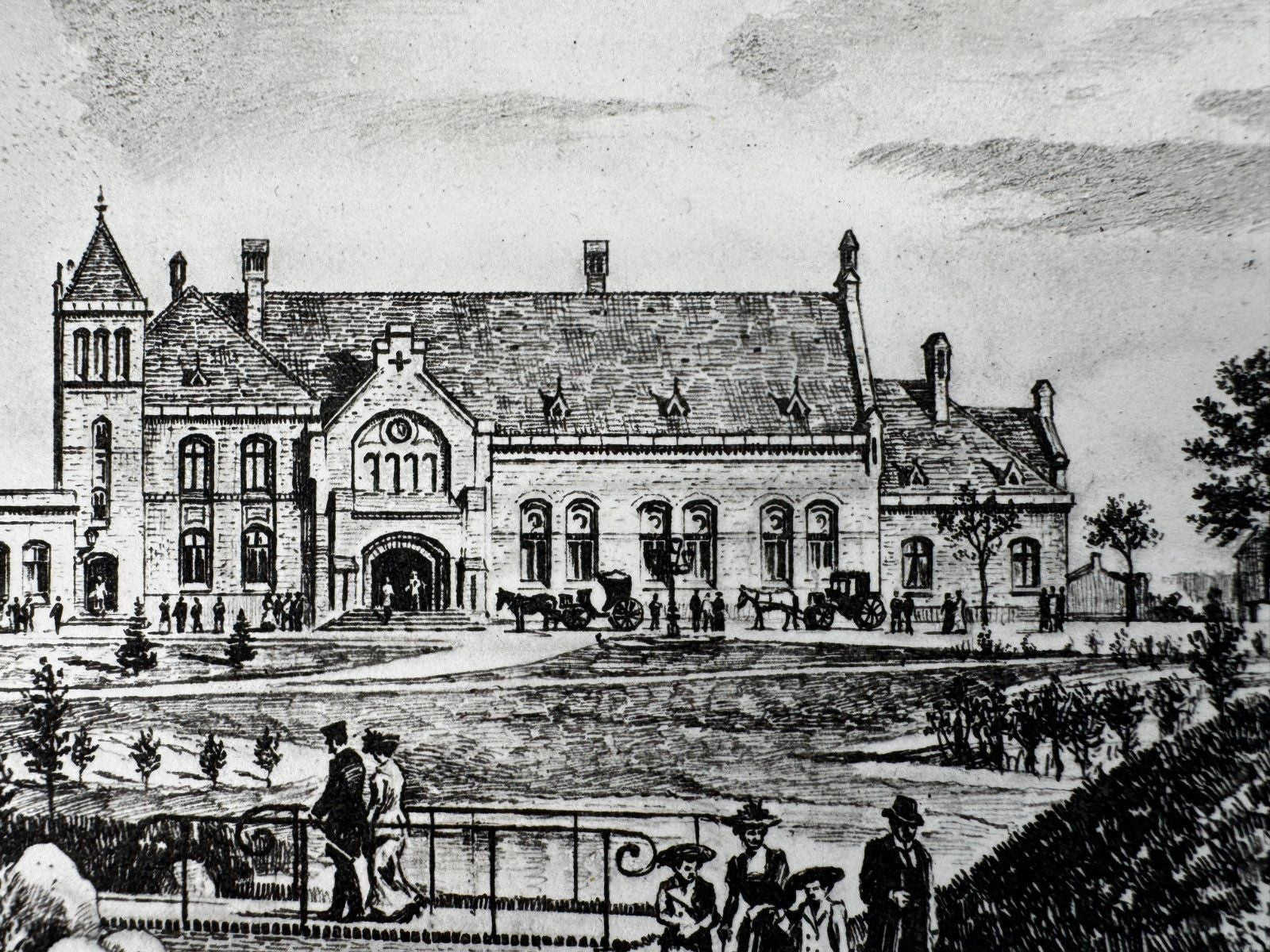* HEINZ WEHLISCH ORIGINAL RADIERUNG CUXHAVEN BAHNHOF UM 1904 ANS