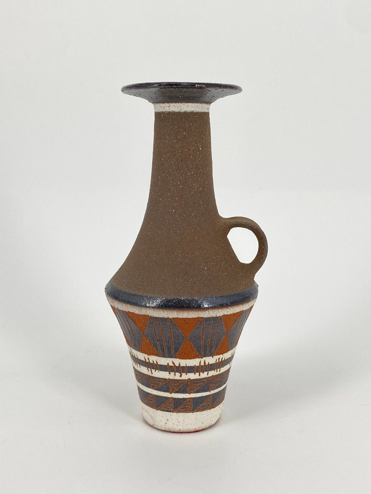 * UDO MERTZDORF STUDIOKERAMIK VASE TERRACOTTA BRAUN 60ER DEUTSCH