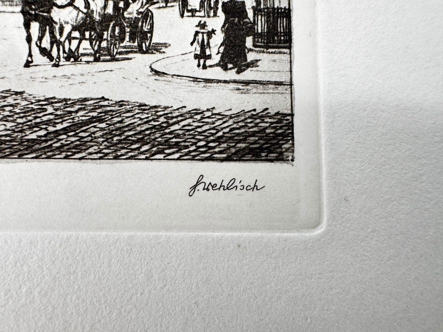 * HEINZ WEHLISCH ORIGINAL RADIERUNG AHAUS MARKT UM 1900 ANSICHT