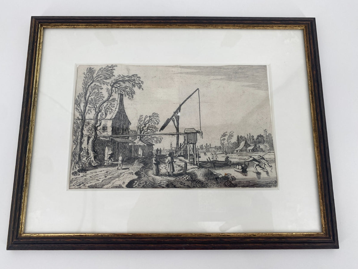 *RADIERUNG KUPFERSTICH JAN VAN DE VELDE GENRE LANDSCHAFT HAFEN 1616 ANTIK BAROCK