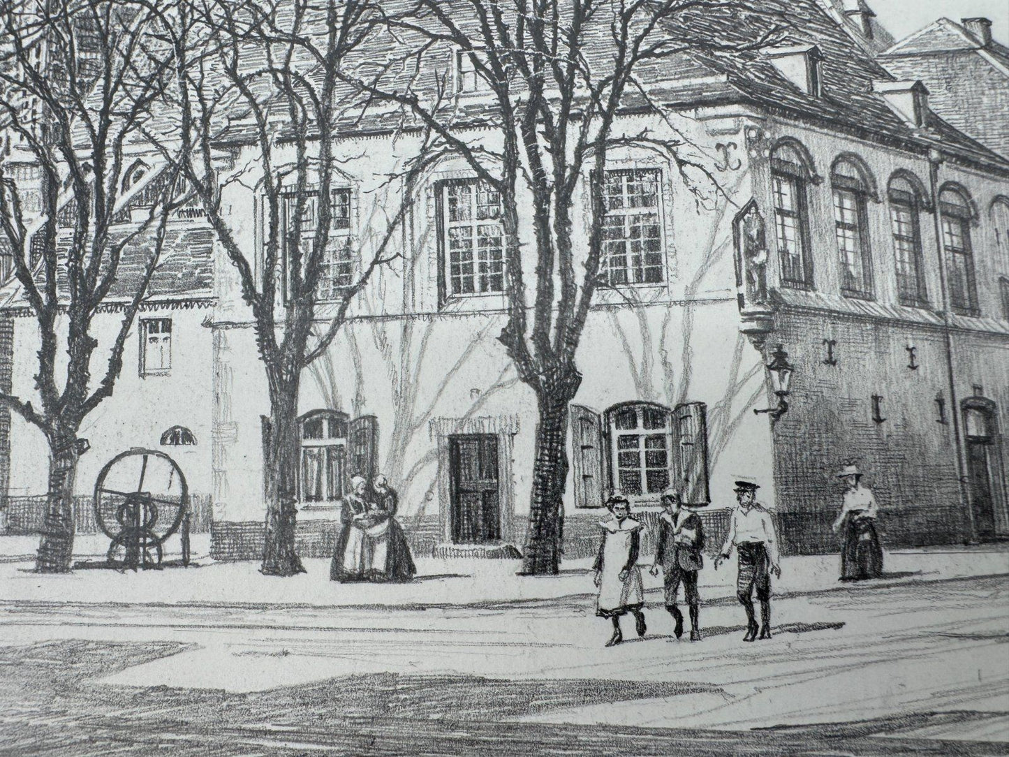 * HEINZ WEHLISCH ZEICHNUNG ERKELENZ MARKT UM 1900 ANSICHT SIGNIERT