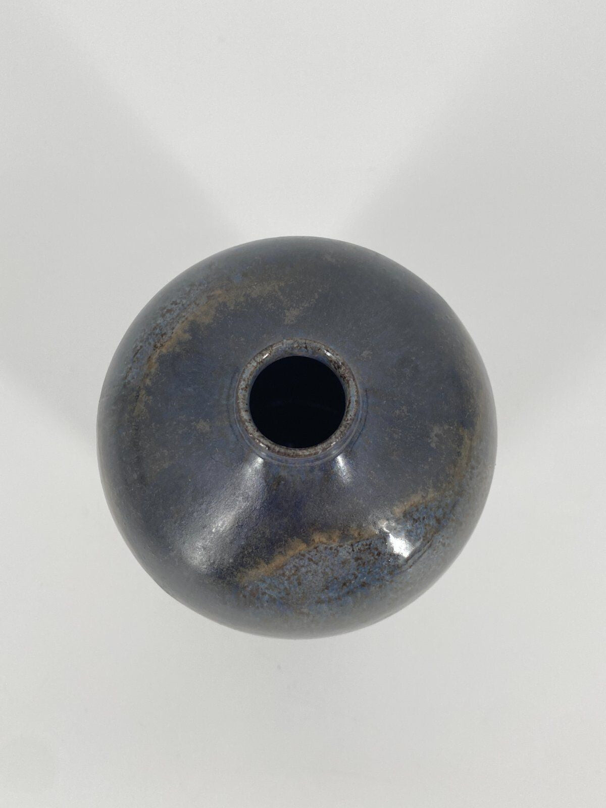 * STUDIOKERAMIK VASE GRAU BLAU BRAUN METALLIC "R" 16,5CM