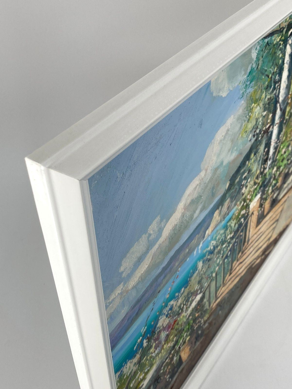 *ACRYLGEMÄLDE MEDITERRAN MITTELMEER TERRASSE LANDHAUS LANDSCHAFT