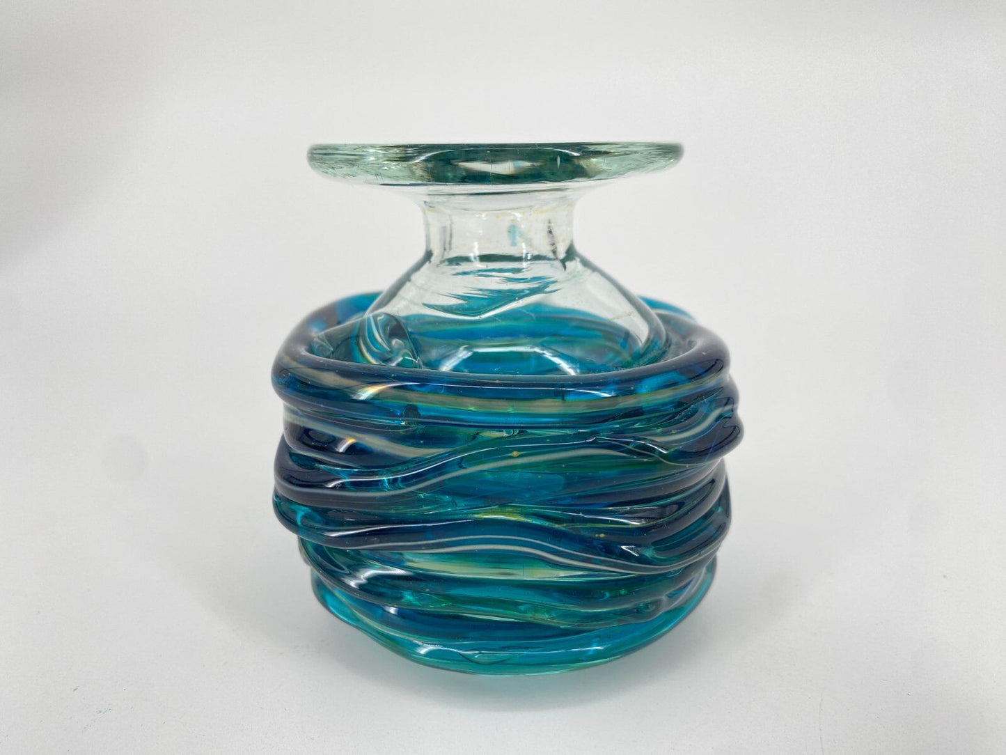 * GLASVASE MDINA GLASS MICHAEL HARRIS MID CENTURY 1970ER BLAU