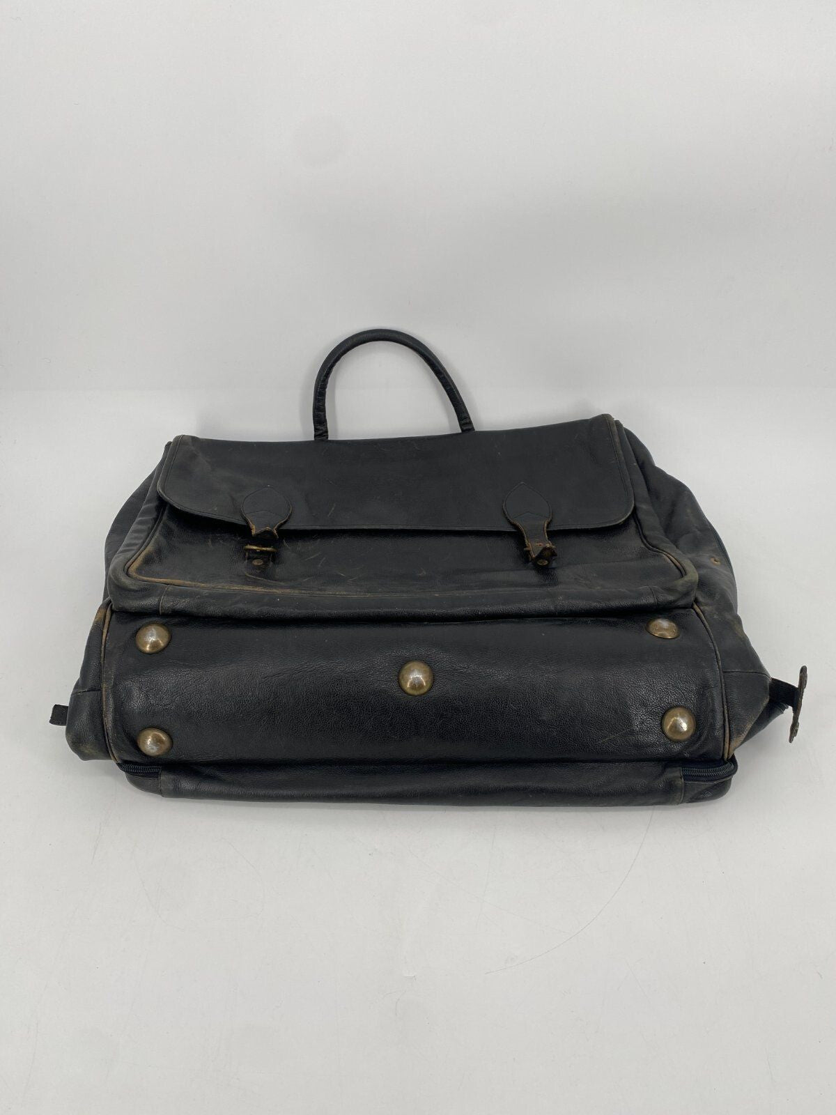 * VINTAGE IL BISONTE ECHT LEDER REISETASCHE SCHWARZ ITALY DESIGN