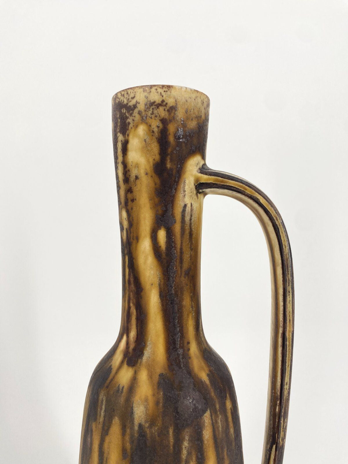 * KERAMIK KRUG VASE 438 LAUFGLASUR MATT BRAUN LILA 60ER VINTAGE