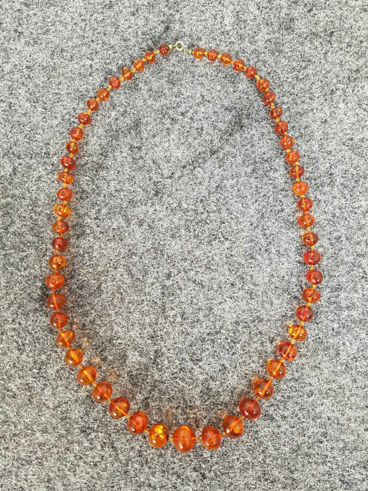 BUTTERSCOTCH KUGELN BERNSTEIN HALS KETTE AMBER SCHMUCK 78CM LANG ÜBER 58 STEINE
