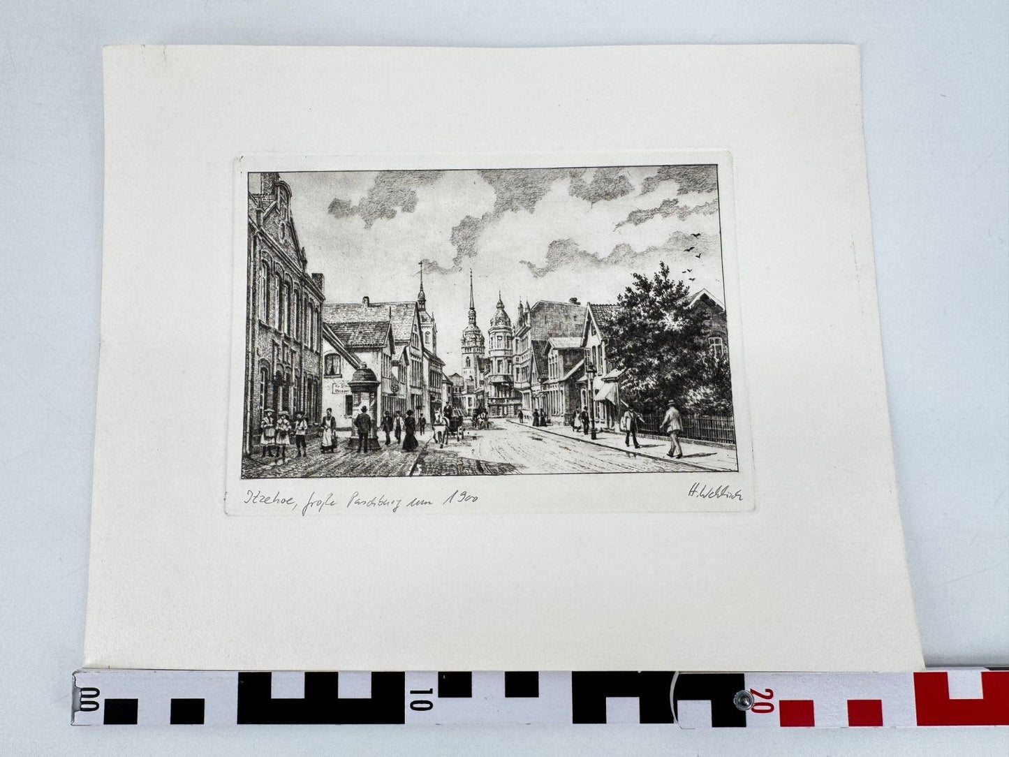 * HEINZ WEHLISCH RADIERUNG ITZEHOE GROßE PAASCHBURG UM 1900 ANSI