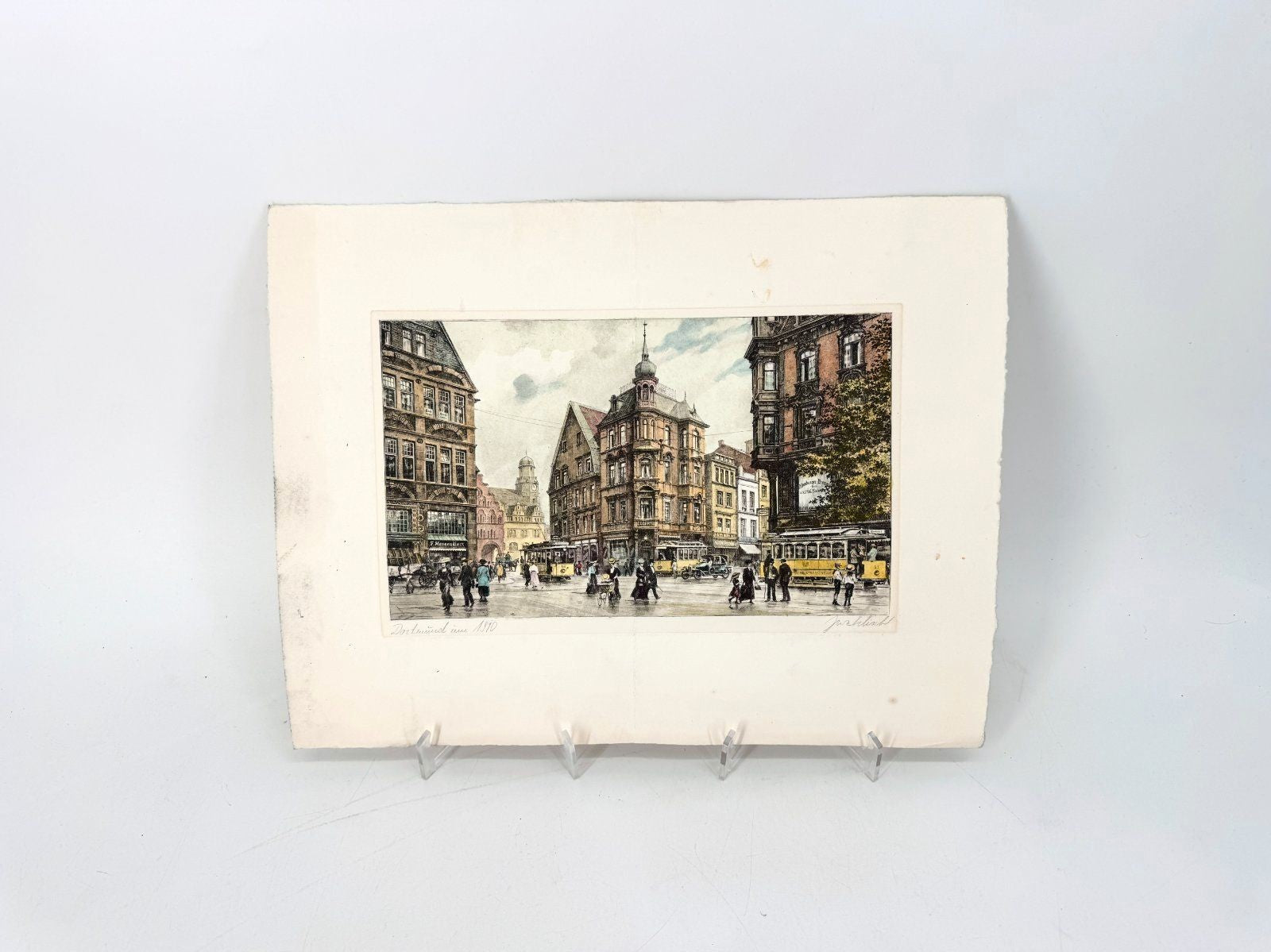 * GRAFIK KOLORIERT DORTMUND 1910 RATHAUS NRW TRAM WEHLISCH 