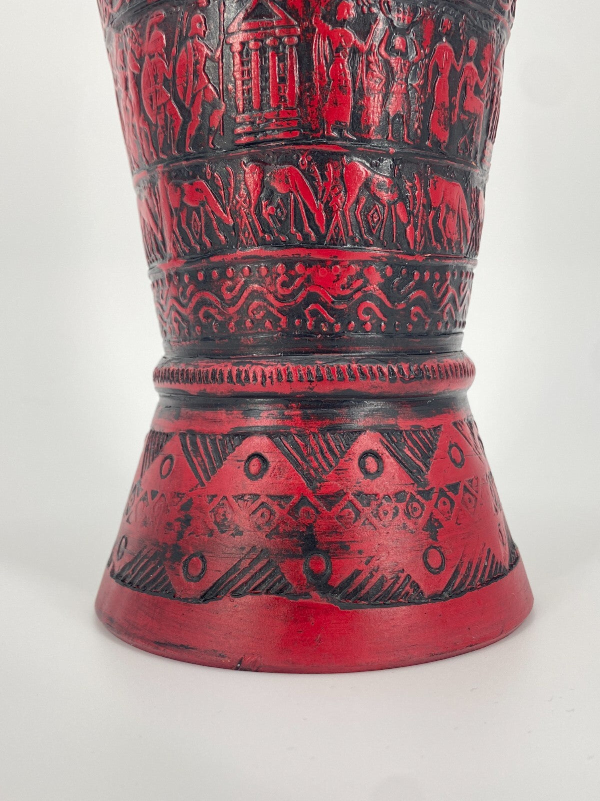 * 2x GRIECHISCHE KERAMIK VASEN RELIEF VASE SAVAS RHODES TÜRKIS ROT