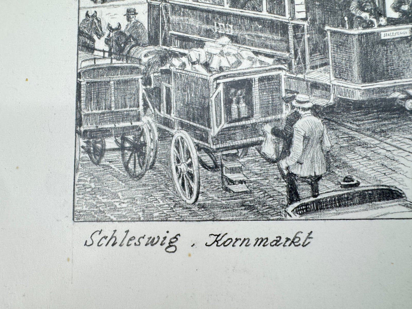* HEINZ WEHLISCH ZEICHNUNG SCHLESWIG KORNMARKT ANSICHT SIGNIERT