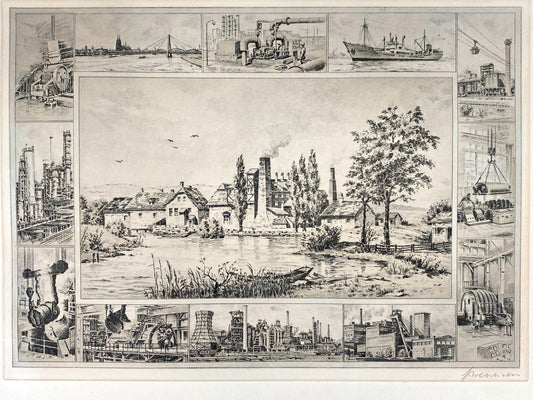 *1v2 GRAFIK HEINZ WEHLISCH GHH GUTEHOFFNUNGSHÜTTE GEDENKBLATT