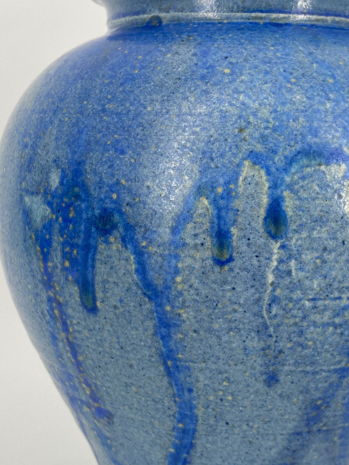 * STUDIOKERAMIK VASE BLAU LAUFGLASUR AQUARELL VINTAGE 21CM