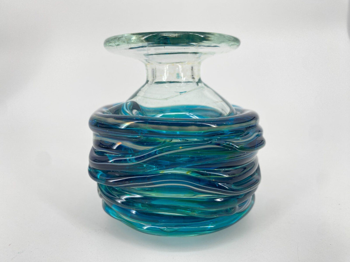 * GLASVASE MDINA GLASS MICHAEL HARRIS MID CENTURY 1970ER BLAU