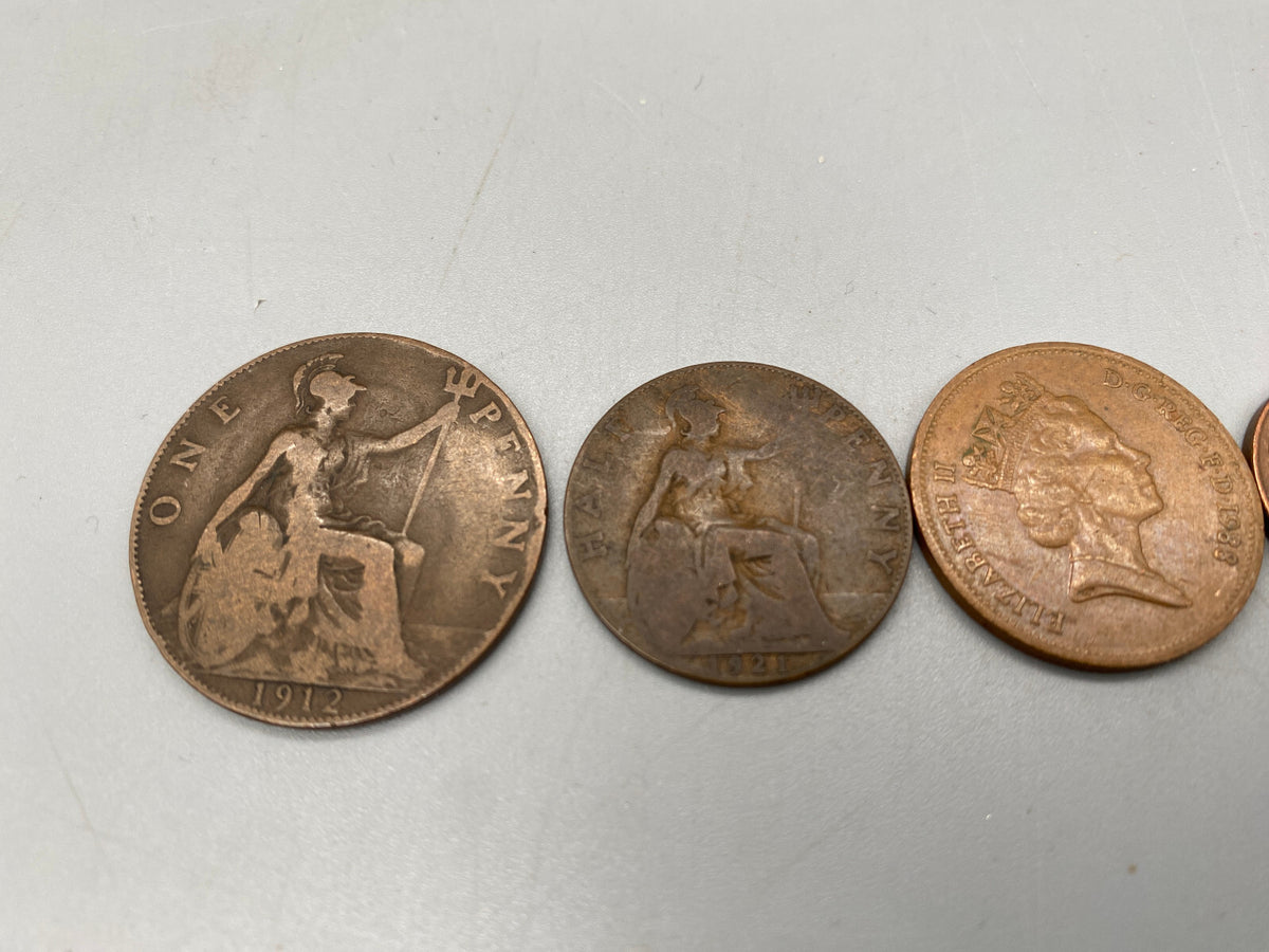 KONVOLUT 94 BRITISCHE MÜNZEN PENNYS PENCE SAMMLERSTÜCKE 1912 GEORGE V QUEEN