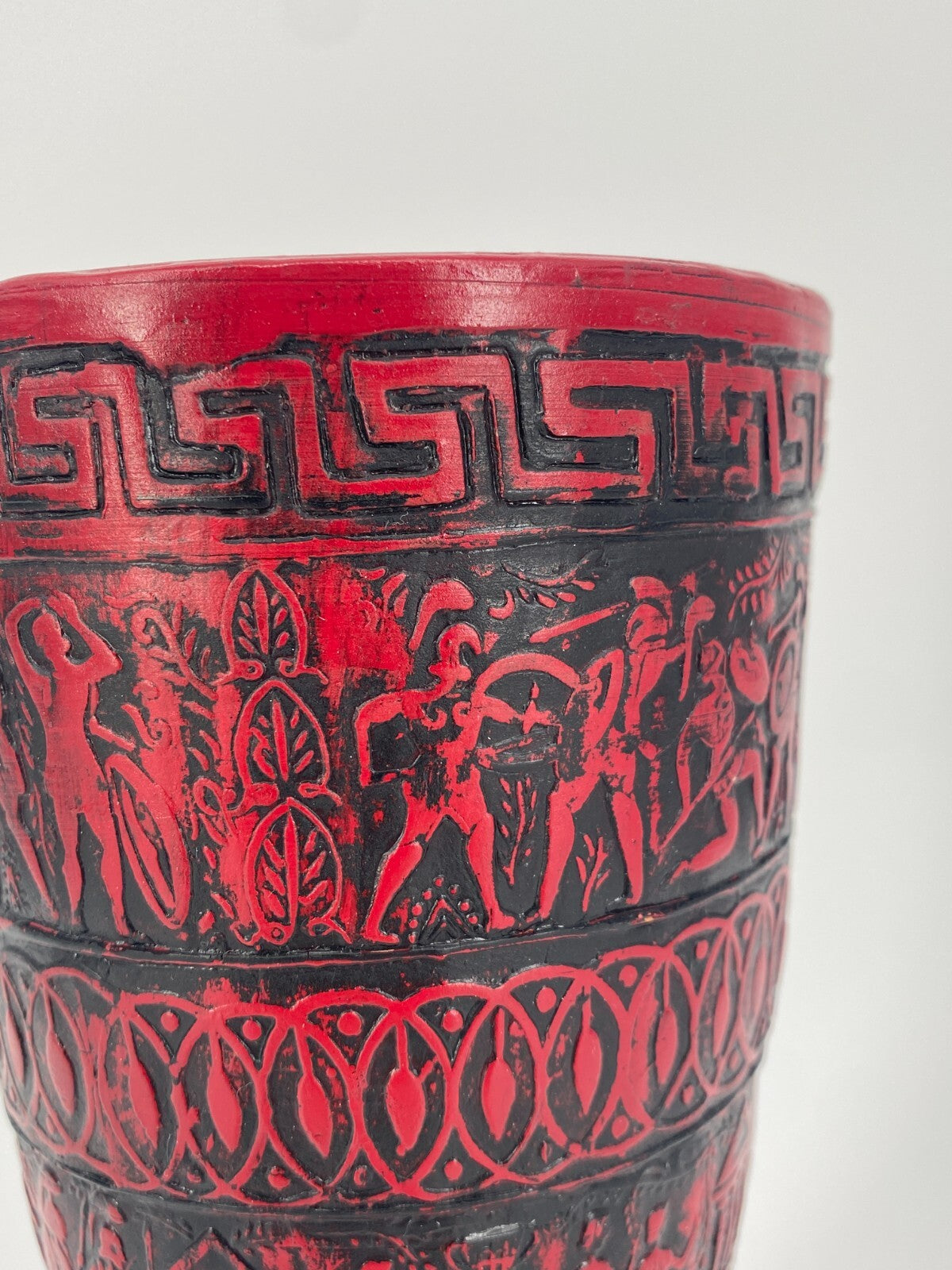 * 2x GRIECHISCHE KERAMIK VASEN RELIEF VASE SAVAS RHODES TÜRKIS ROT