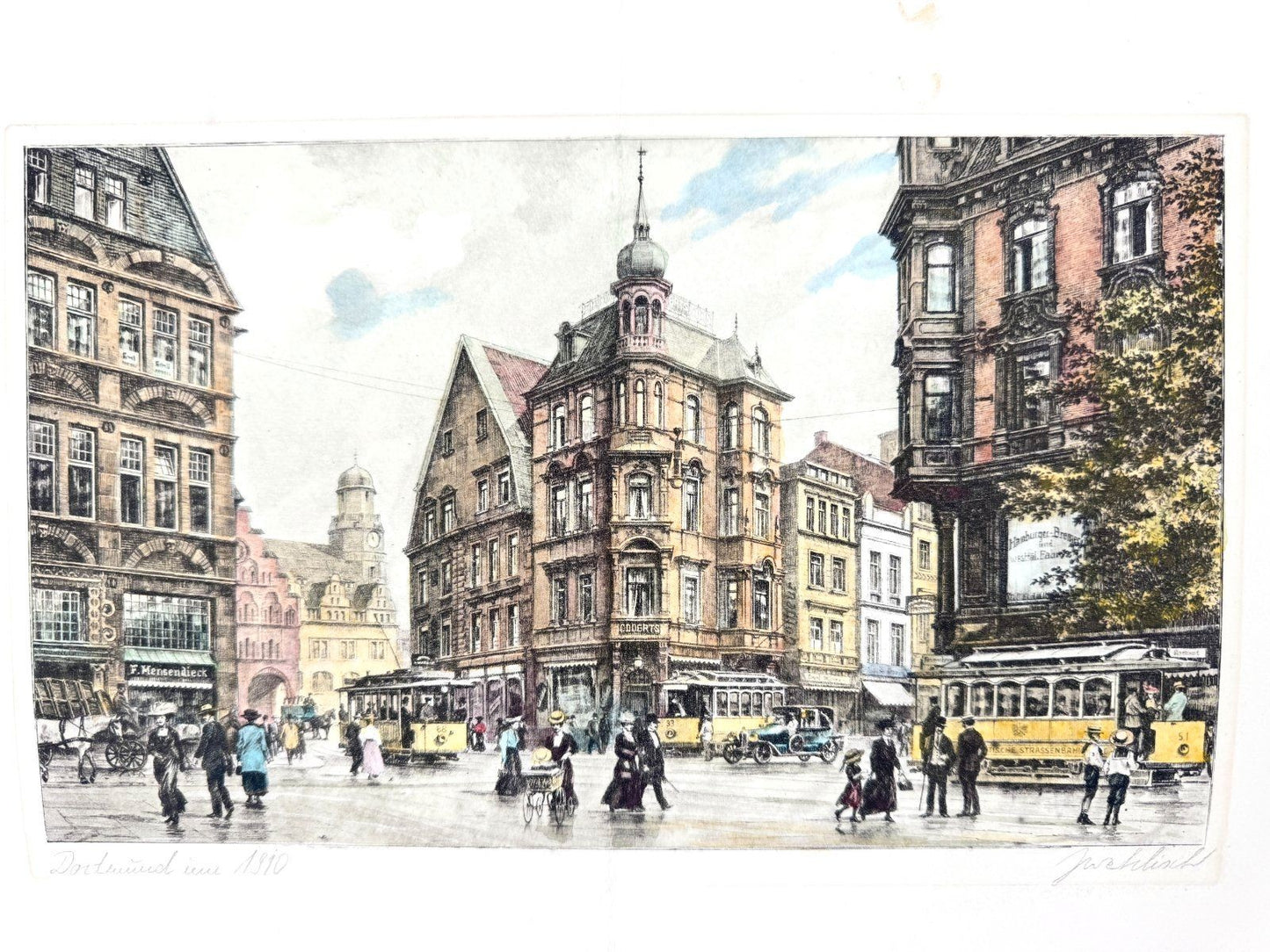 * GRAFIK KOLORIERT DORTMUND 1910 RATHAUS NRW TRAM WEHLISCH 
