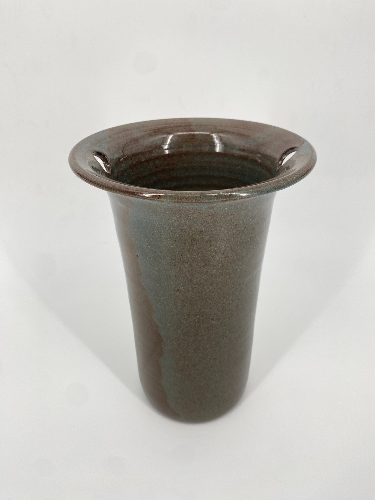 * STUDIO KERAMIK KELCH VASE BRAUN GRÜN 24,5CM MID CENTURY VINTAGE DANISH